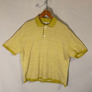 ZARA TEXTURED KNIT POLO SHIRT MEN LARGE